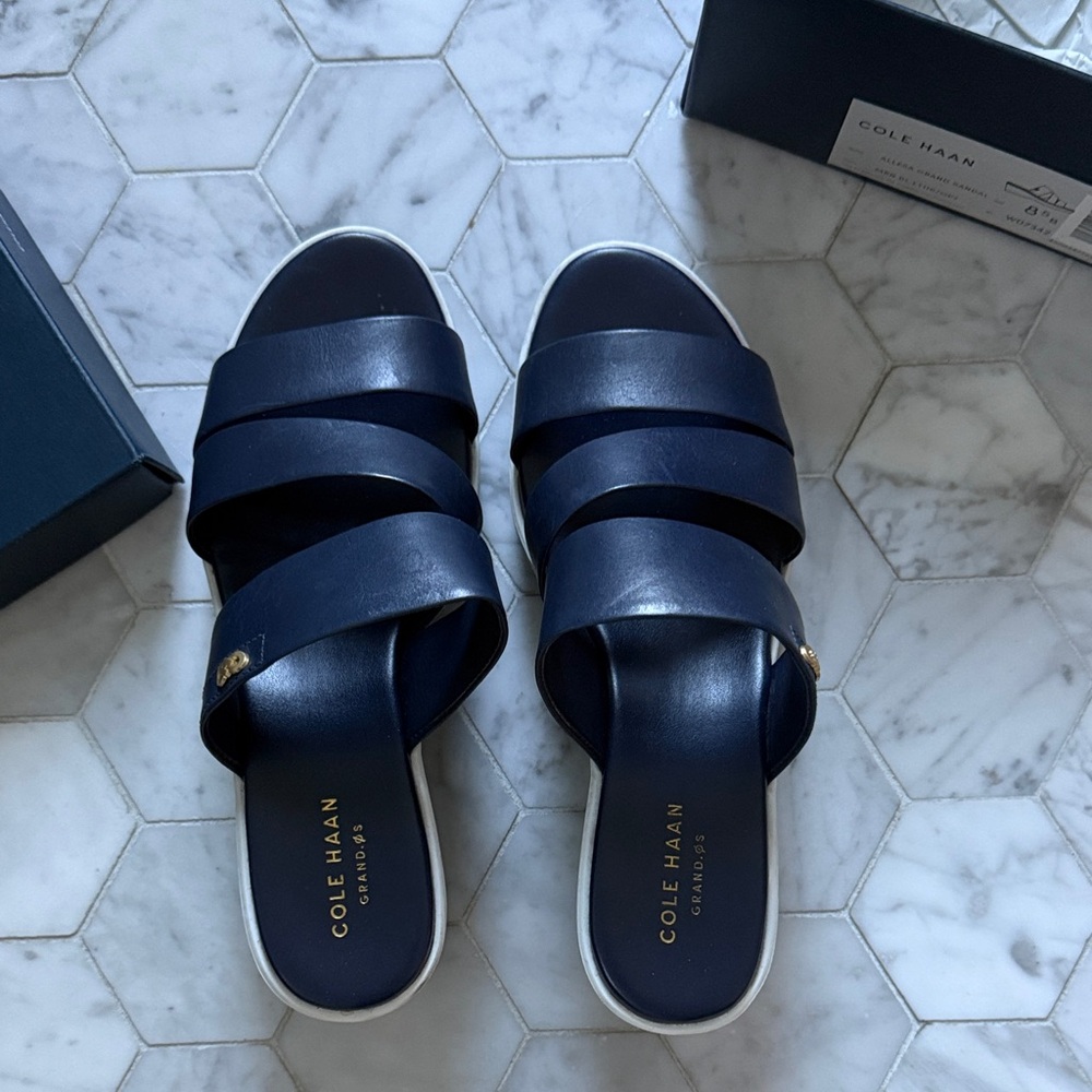 Cole Haan Women's Navy Slide Sandals size  8.5
